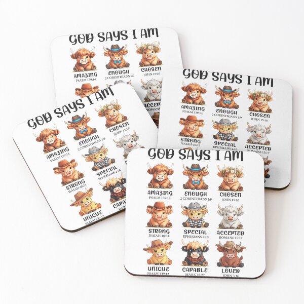 Item preview, God Says I Am Bible Verse Highland Cows Cute Christian Cowgirl designed and sold by PhocoNibict.