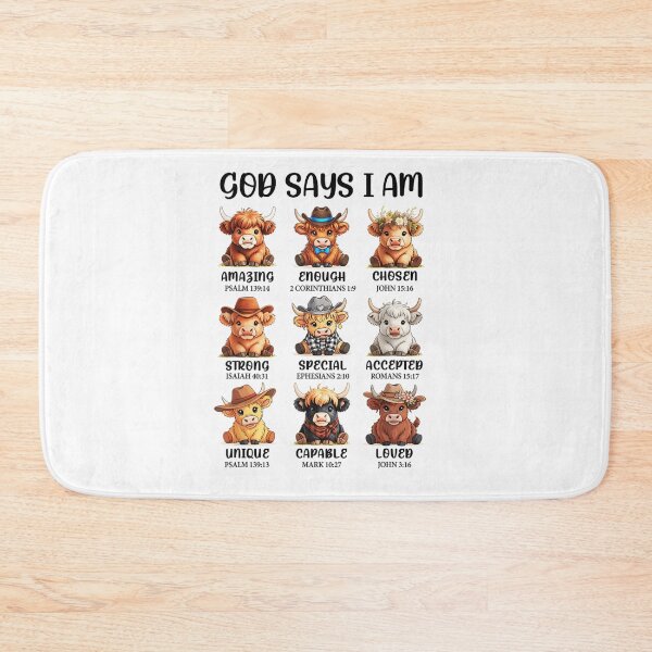 Item preview, God Says I Am Bible Verse Highland Cows Cute Christian Cowgirl designed and sold by PhocoNibict.