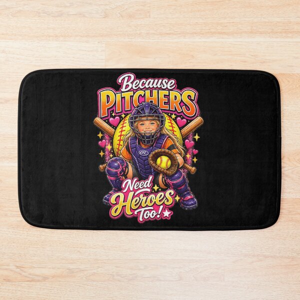 Item preview, Because Pitchers Need Heroes Too Cute Softball Catcher Girls Sports Graphic designed and sold by PhocoNibict.