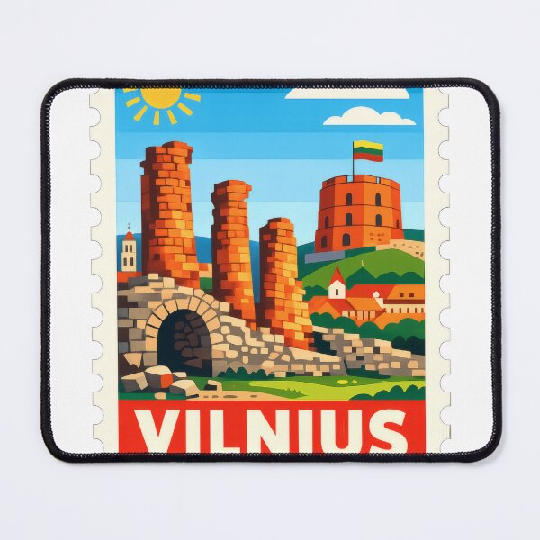 Item preview, Vintage Vilnius Stamp Illustration | Retro Lithuanian Postage Art | Classic Baroque Old Town Travel Design designed and sold by PaintedPixels01.