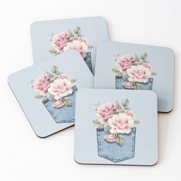 Item preview, Vintage Floral Denim Pocket Design | Pink Roses Pocket Print Aesthetic T-Shirt designed and sold by Humanity brush .
