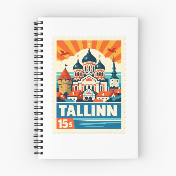 Item preview, Vintage Tallinn Stamp Illustration | Retro Estonian Postage Art | Classic Medieval Old Town Travel Design designed and sold by PaintedPixels01.