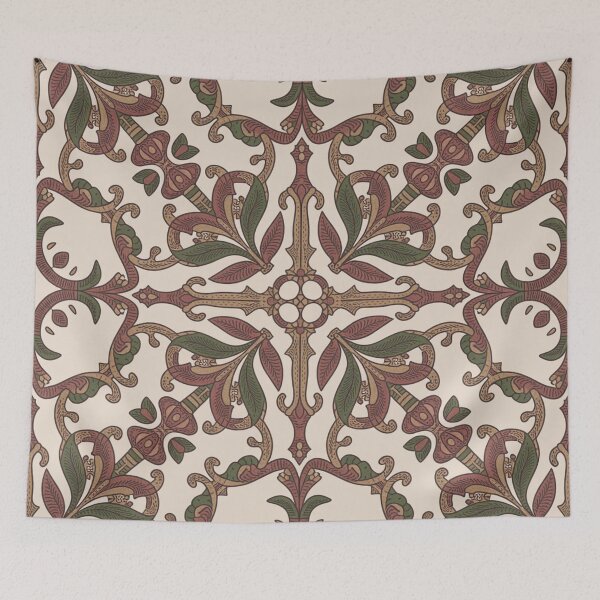 Item preview, Ornate Renaissance Floral Pattern | Rich Maroon Green Baroque Seamless Repeat designed and sold by Midnight Veil Designs.