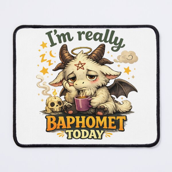 Item preview, I'm Really Baphomet Today – Cute Gothic Goat Demon Drinking Coffee designed and sold by NightSpell.