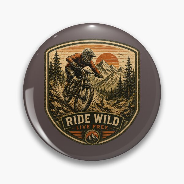 Item preview, Ride Wild – Vintage Mountain Bike Adventure Badge designed and sold by JustResultsCo.