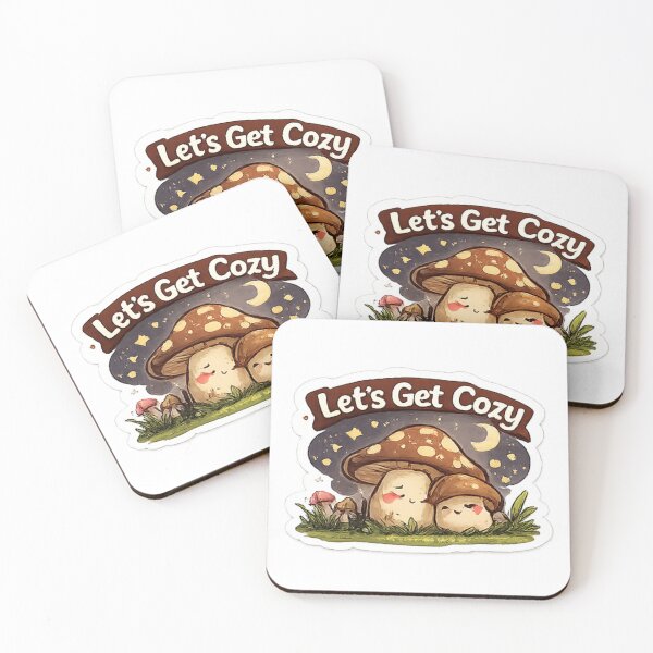 Item preview, Let's Get Cozy Cute Mushroom Sticker | Cottagecore Kawaii Design designed and sold by Jyotisima8929.