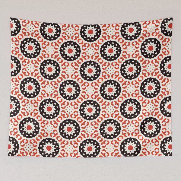 Item preview, Vintage Orange and Black Geometric Mandala Pattern designed and sold by mrhighsky.