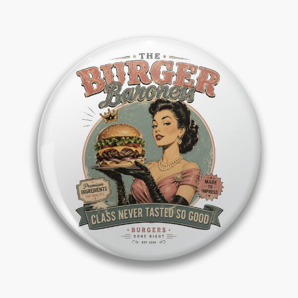 Item preview, The Burger Baroness Vintage Retro Burger Pin-Up Girl T-Shirt | 1950s Diner Art designed and sold by Snackwear Apparel.