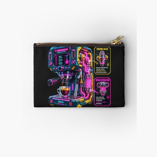 Item preview, Cyberpunk Neon Industrial Espresso Machine Schematic designed and sold by MarVan-Prints.