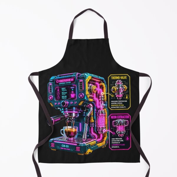 Item preview, Cyberpunk Neon Industrial Espresso Machine Schematic designed and sold by MarVan-Prints.