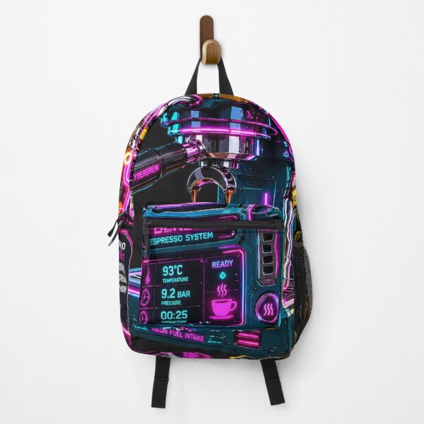 Item preview, Cyberpunk Neon Industrial Espresso Machine Schematic designed and sold by MarVan-Prints.