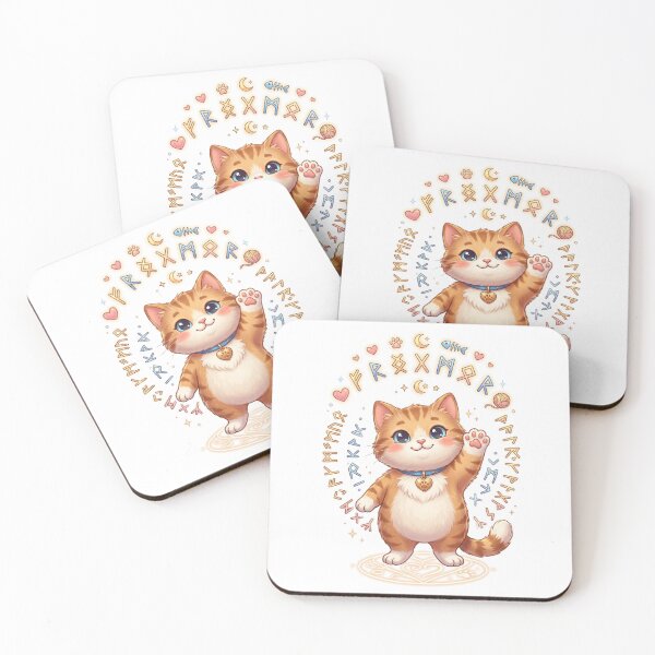 Item preview, Cute Lucky Cat with Love and Prosperity Runes designed and sold by Spiritualwall.