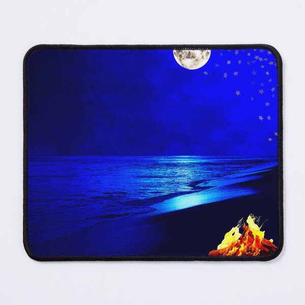 Item preview, surreal moonlight ocean beach bonfire night designed and sold by FahdSpaceArt.