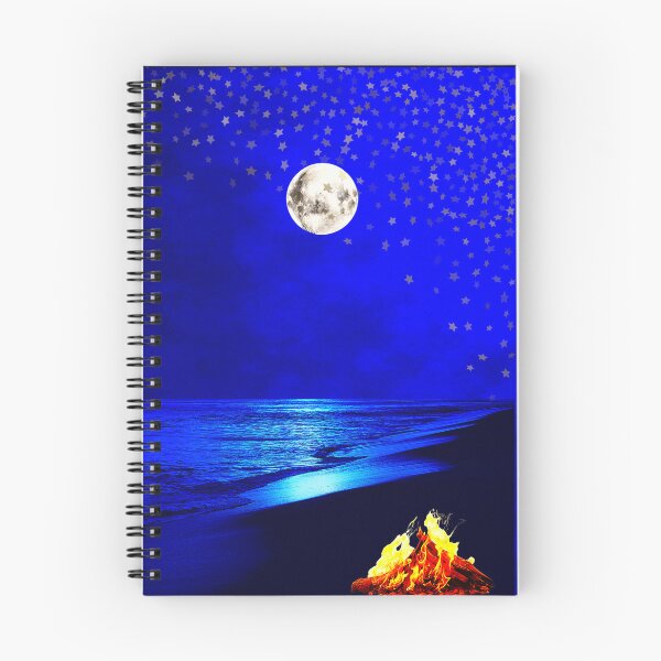 Item preview, surreal moonlight ocean beach bonfire night designed and sold by FahdSpaceArt.