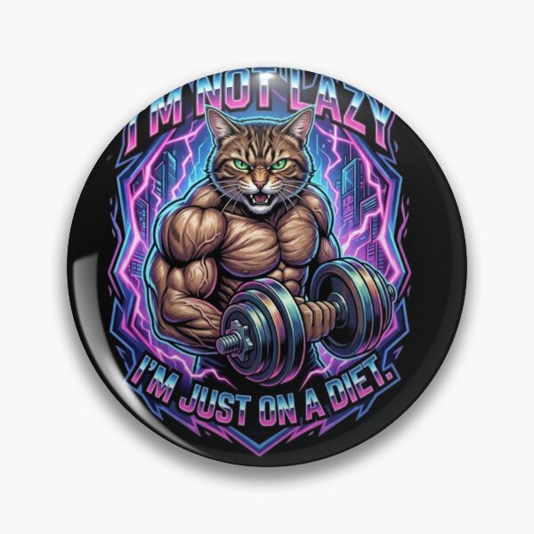 Item preview, I'm Not Lazy I'm Just On A Diet Gym Cat Cyberpunk Fitness T-Shirt designed and sold by happyshirt27.