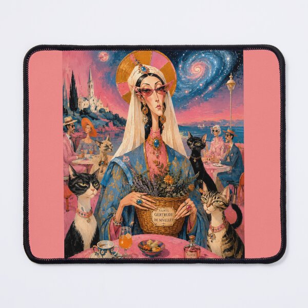 Item preview, Saint Gertrude of Nivelles - Mystic Cat Surrealist Art. designed and sold by Natalia-Vlad.