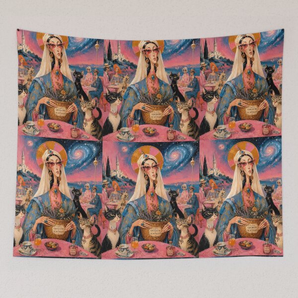 Item preview, Saint Gertrude of Nivelles - Mystic Cat Surrealist Art. designed and sold by Natalia-Vlad.