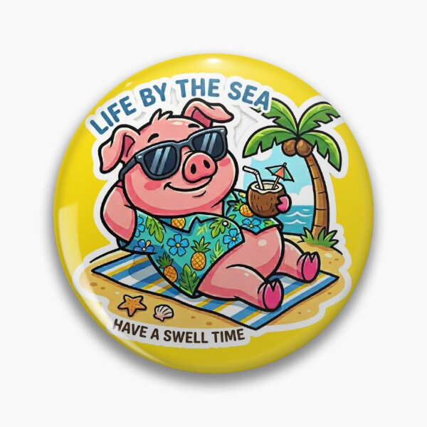 Item preview, Life by the Sea Cute Pig Vacation designed and sold by NadinGerasi.