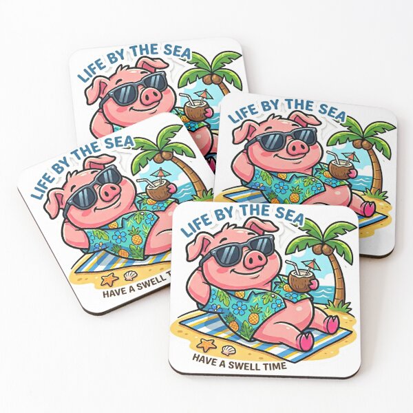Item preview, Life by the Sea Cute Pig Vacation designed and sold by NadinGerasi.