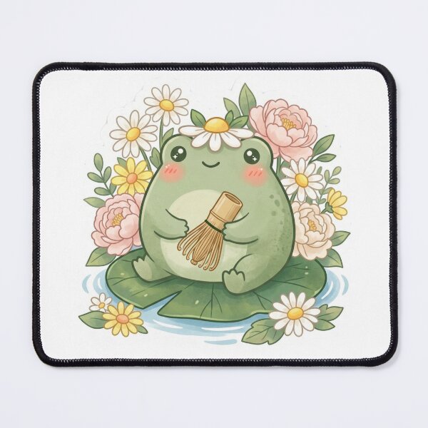 Item preview, Matcha Frog — Kawaii Frog with Bamboo Whisk Pad Art designed and sold by lenalenspod.