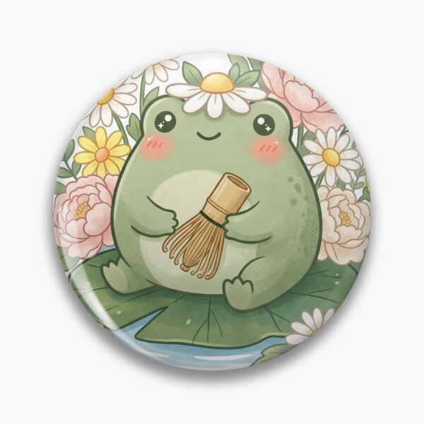 Item preview, Matcha Frog — Kawaii Frog with Bamboo Whisk Pad Art designed and sold by lenalenspod.