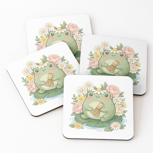 Item preview, Matcha Frog — Kawaii Frog with Bamboo Whisk Pad Art designed and sold by lenalenspod.