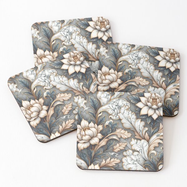 Item preview, Luxury Marble Floral Pattern | Elegant Botanical Art | Baroque Flower Design | Sophisticated Neutral Aesthetic | Vintage Luxury Wallpapers designed and sold by Fernhaven.