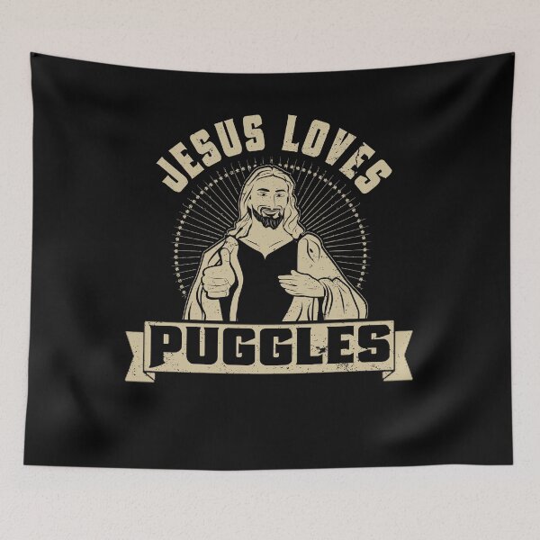 Artikelvorschau, Jesus liebt Hunde Puggles kleiner Hundeliebhaber entworfen und verkauft von shoppzee.