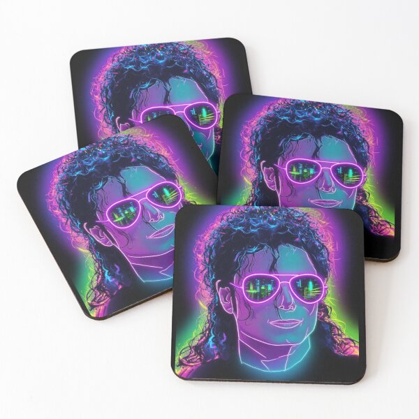 Item preview, Neon Synthwave Michael Jackson Portrait Art designed and sold by ExploreAura Studio.
