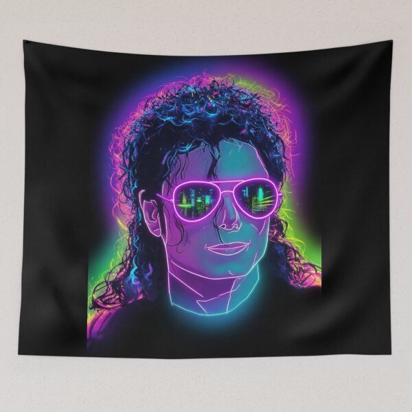 Item preview, Neon Synthwave Michael Jackson Portrait Art designed and sold by ExploreAura Studio.