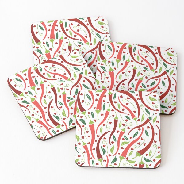 Item preview, Red Hot Chili Peppers and Hearts White Background designed and sold by Claudia S. Design.