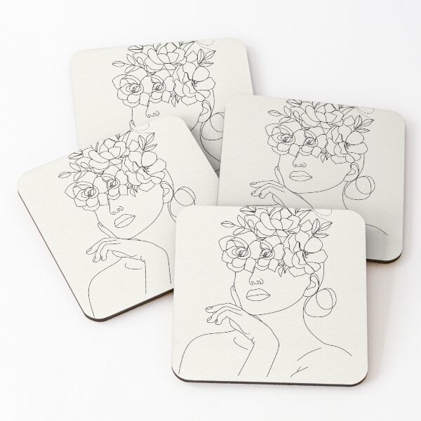 Item preview, Minimalist Woman Face Line Art with Bouquet and Butterfly - Abstract Female Portrait Wall Art designed and sold by Mora  Lisa.