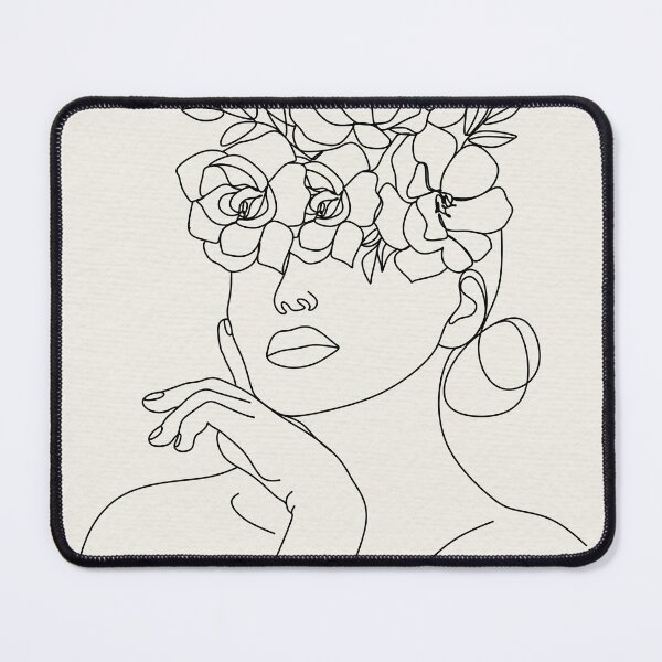 Item preview, Minimalist Woman Face Line Art with Bouquet and Butterfly - Abstract Female Portrait Wall Art designed and sold by Mora  Lisa.