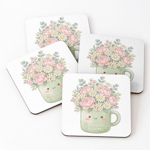 Item preview, Matcha Blooms — Kawaii Cup Daisy Bouquet Cottagecore Art designed and sold by lenalenspod.