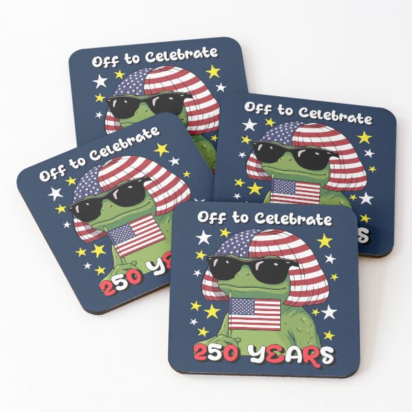 Item preview, Off to Celebrate Patriotic Frog Waving Flag 250 years designed and sold by d247.