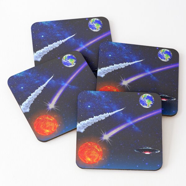 Item preview, surreal cosmic meteor and UFO space Odyssey. designed and sold by FahdSpaceArt.
