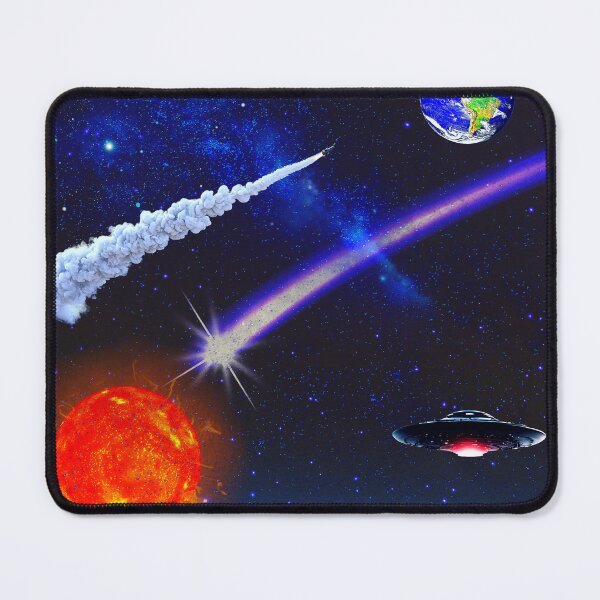 Item preview, surreal cosmic meteor and UFO space Odyssey. designed and sold by FahdSpaceArt.