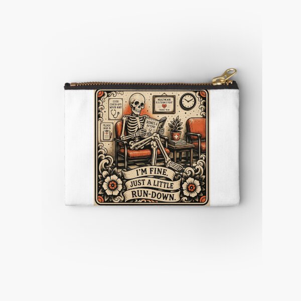 Item preview, T-Shirt - Sticker - I’m Fine: Skeletal Waiting Room Humor designed and sold by ForeverPrintsOK.