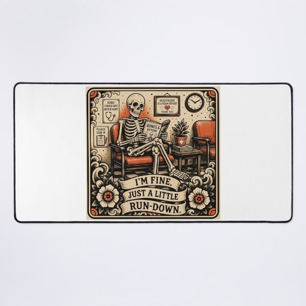 Item preview, T-Shirt - Sticker - I’m Fine: Skeletal Waiting Room Humor designed and sold by ForeverPrintsOK.