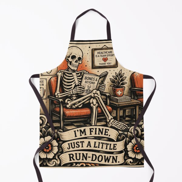 Item preview, T-Shirt - Sticker - I’m Fine: Skeletal Waiting Room Humor designed and sold by ForeverPrintsOK.