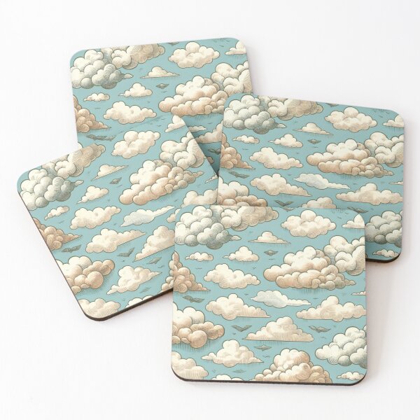 Artikelvorschau, Vintage Cloud Pattern | Dreamy Sky Illustration | Whimsical Cottagecore Clouds | Retro Celestial Wallpaper | Soft Blue Sky Design entworfen und verkauft von Fernhaven.