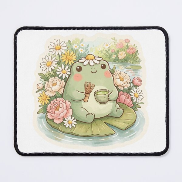 Item preview, Matcha Frog — Kawaii Frog with Bamboo Whisk  Pad Art designed and sold by lenalenspod.