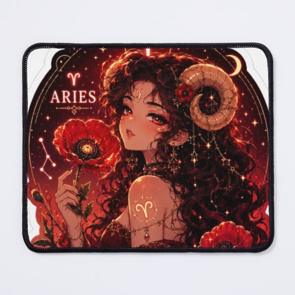 Item preview, Aries Zodiac Flower Goddess Sticker | Poppy Astrology Art designed and sold by MysticPurpleHue.