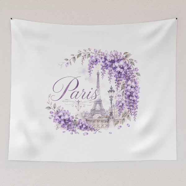 Item preview, Paris Wisteria Dreams – Vintage Eiffel Tower Floral Art designed and sold by Blueberry-art23.