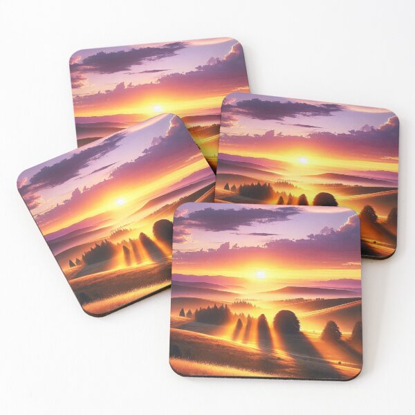 Item preview, Golden Sunrise Landscape | Dreamy Countryside Wall Art | Glowing Morning Light | Nature Serenity Artwork | Peaceful Horizon Print designed and sold by Fernhaven.