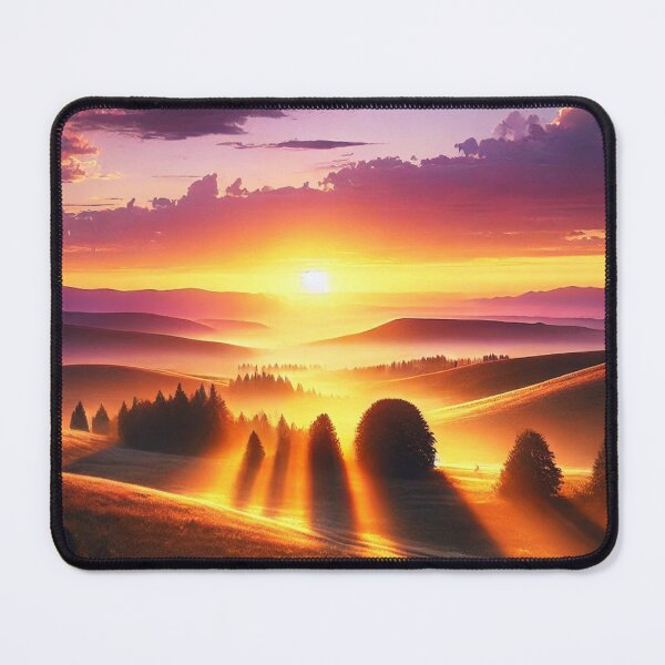 Item preview, Golden Sunrise Landscape | Dreamy Countryside Wall Art | Glowing Morning Light | Nature Serenity Artwork | Peaceful Horizon Print designed and sold by Fernhaven.