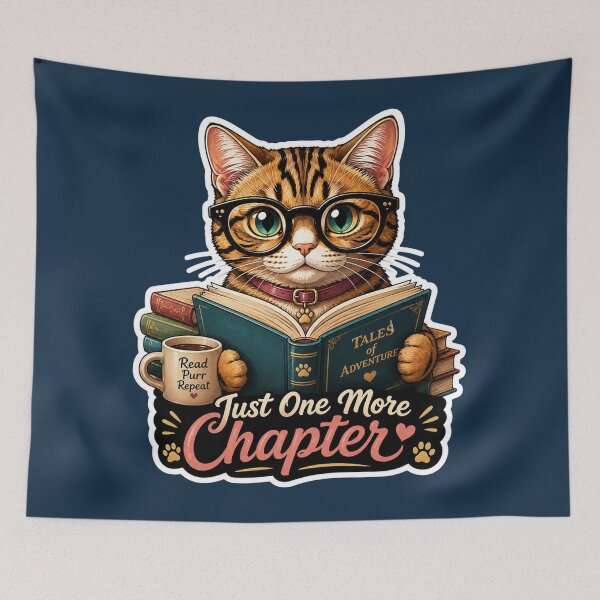 Item preview, Just One More Chapter Cat | Cute Book Lover Reading Cat Sticker designed and sold by astersgraphics.