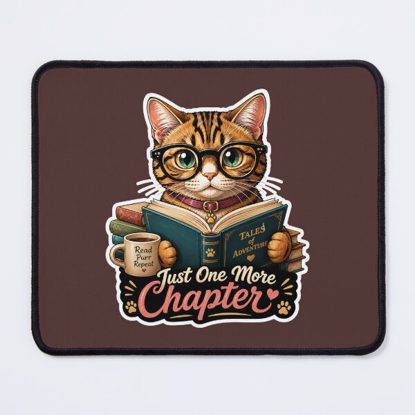 Item preview, Just One More Chapter Cat | Cute Book Lover Reading Cat Sticker designed and sold by astersgraphics.