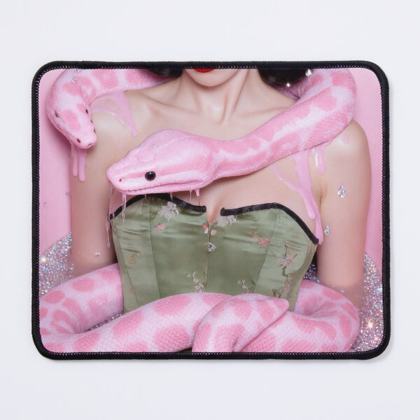 Item preview, Surreal Pink Snake Bathtub Portrait - Marina designed and sold by y2kponyclub.