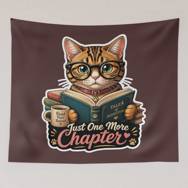 Item preview, Just One More Chapter Cat | Cute Book Lover Reading Cat Sticker designed and sold by astersgraphics.